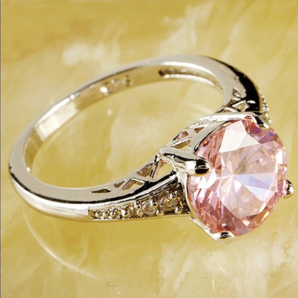 925 pink & white topaz ring - Picture 5 of 8